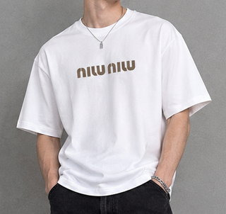 تیشرت لش باکسی سفید مردانه پارچه دورس دو نخ چاپ مینیمال کد R3500 / اورجینال دیلم